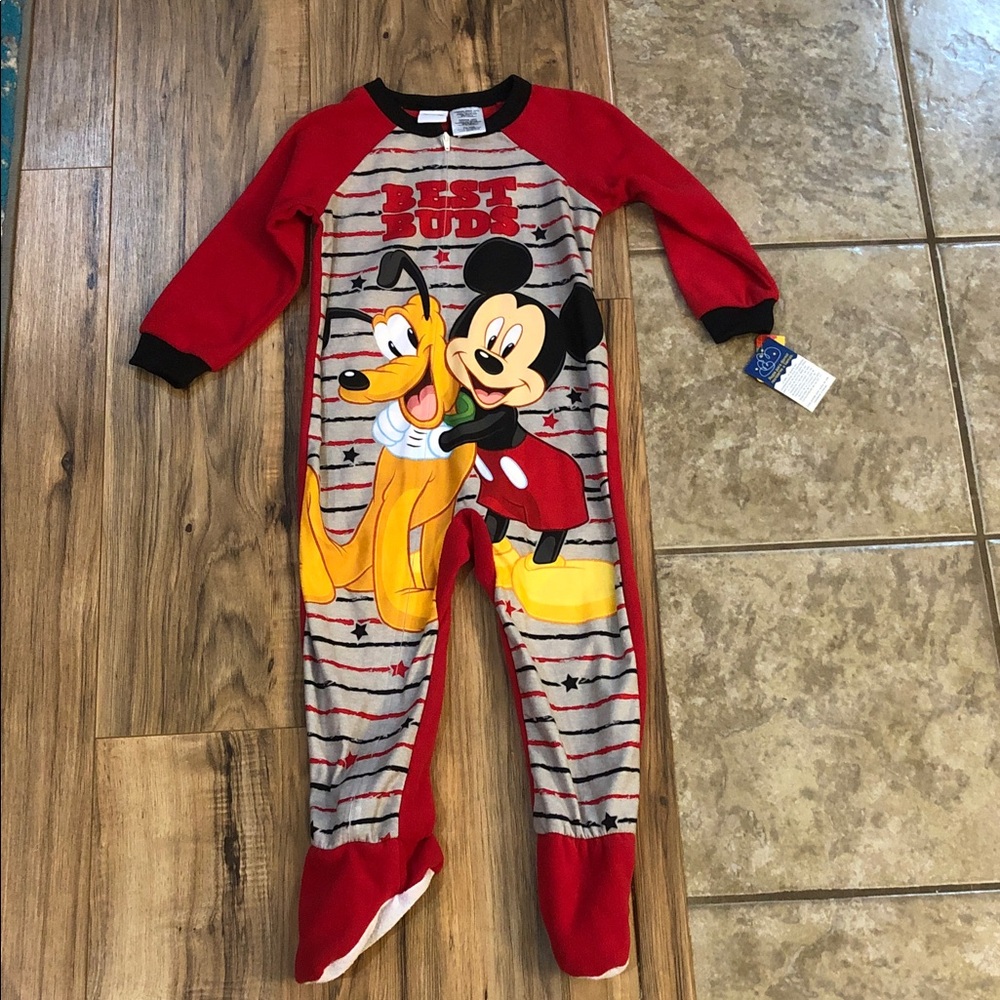 Disney Mickey Mouse Toddler Boys Blanket Sleeper Pajamas Size 3T